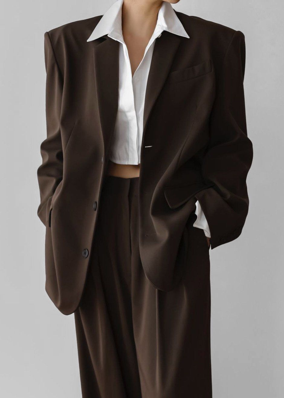 Tansy Oversized Blazer - Chocolate