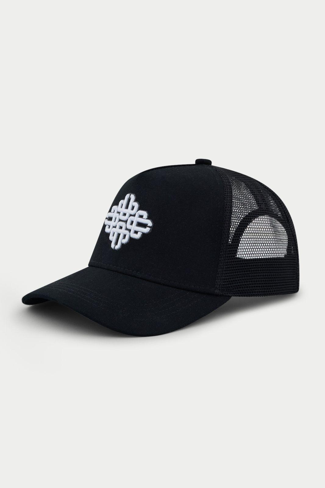 EMBLEM EMBROIDERED MESH BACK CAP - BLACK