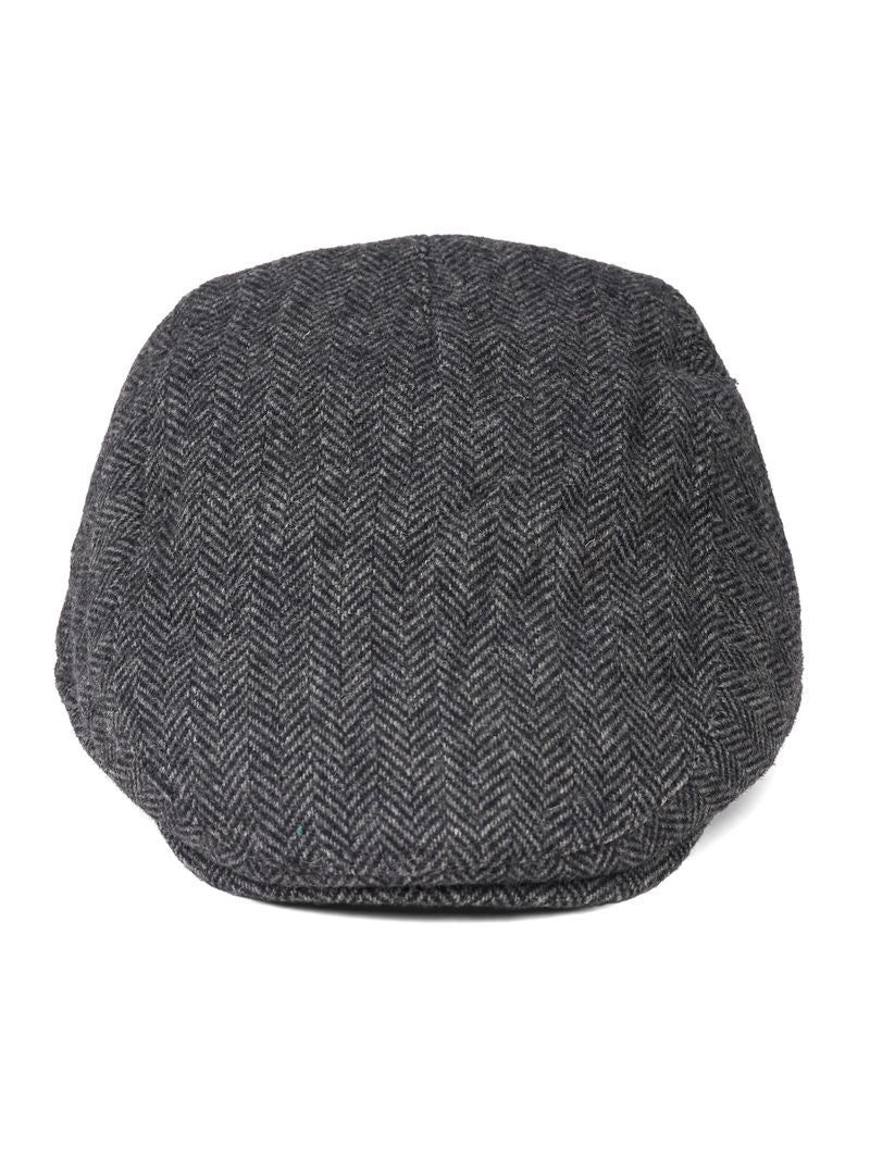 Franco Dark Grey Herringbone Flat Cap