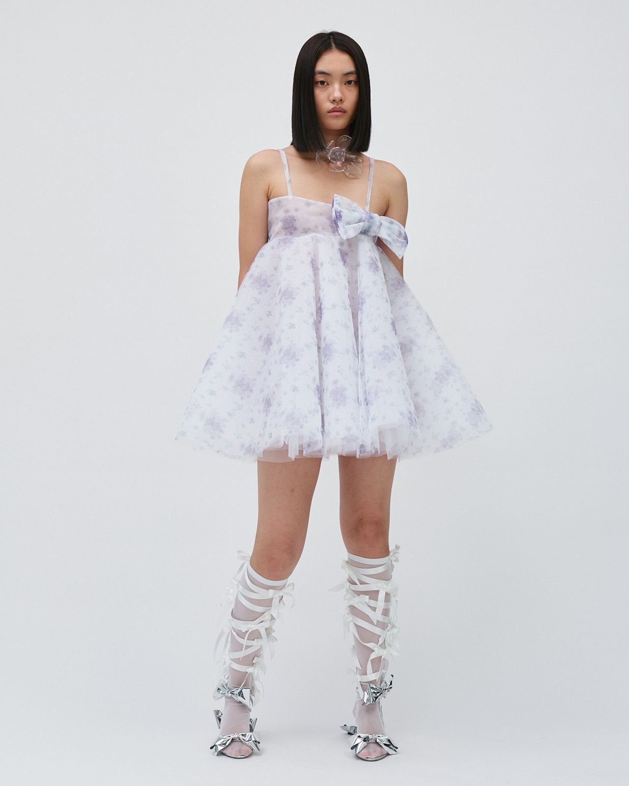 FLORAL TULLE BOW DRESS