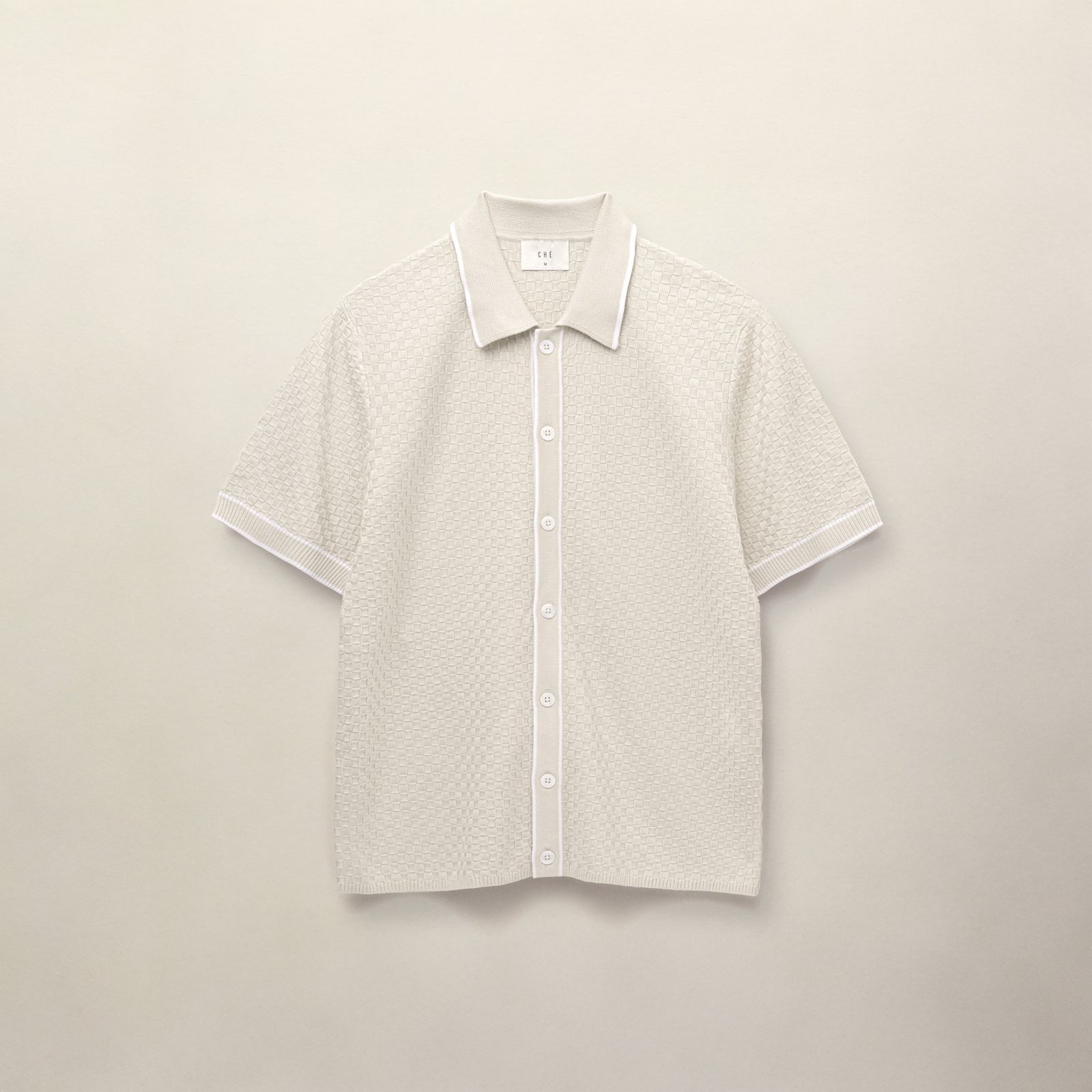 Checkerboard Knit Shirt - White