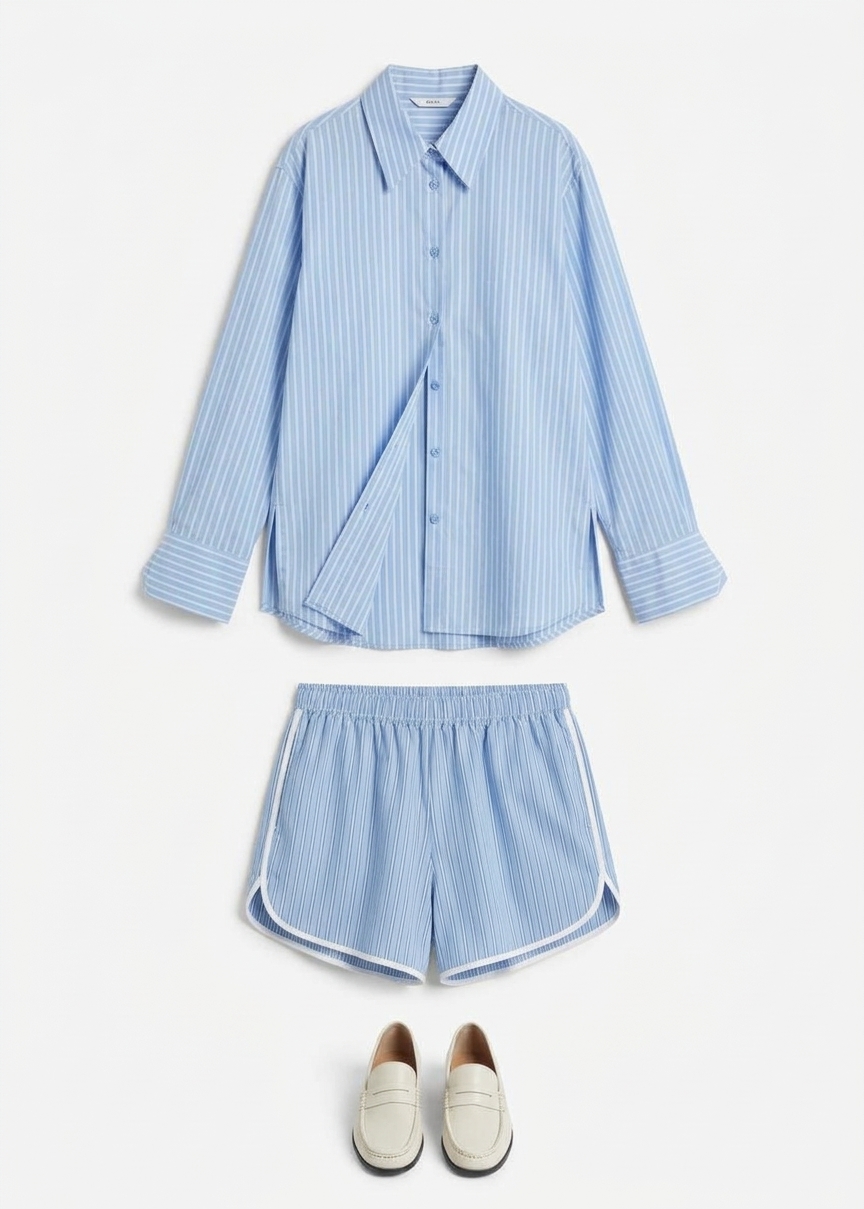 Deya Fluid Mini Boxer Shorts - Blue/white Stripe