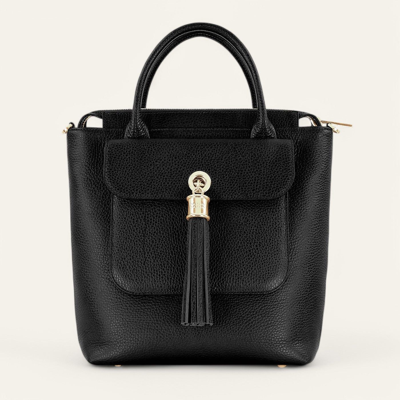 Mini P Backpack | Black with Gold hardware