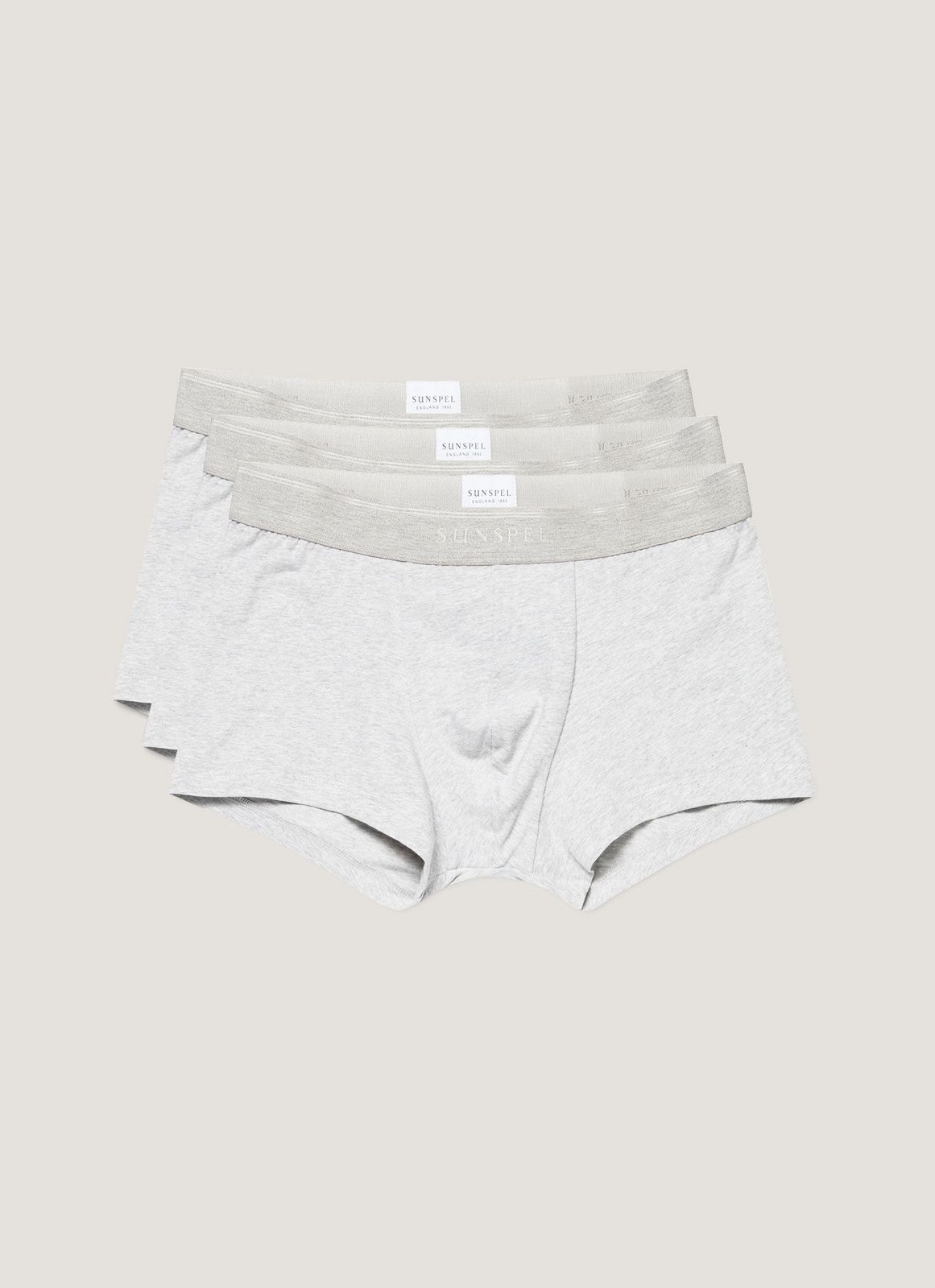 Men's Stretch Cotton Trunks 3-Pack in Grey Melange