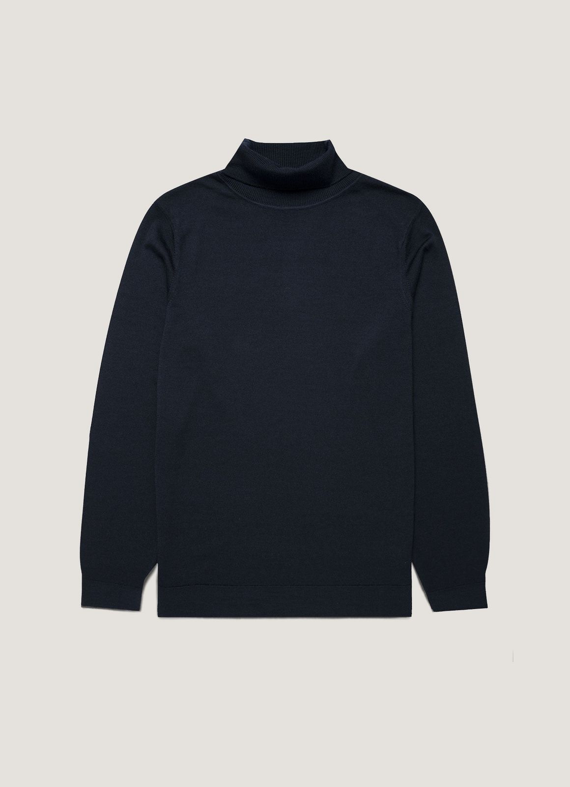 Men's Extra-Fine Merino Roll Neck Jumper in Navy