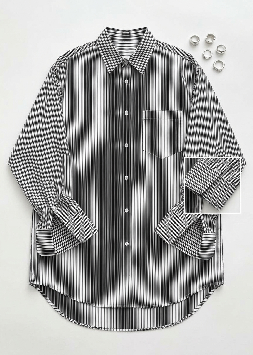 Cyrus Button Up Shirt - Black/white Stripe