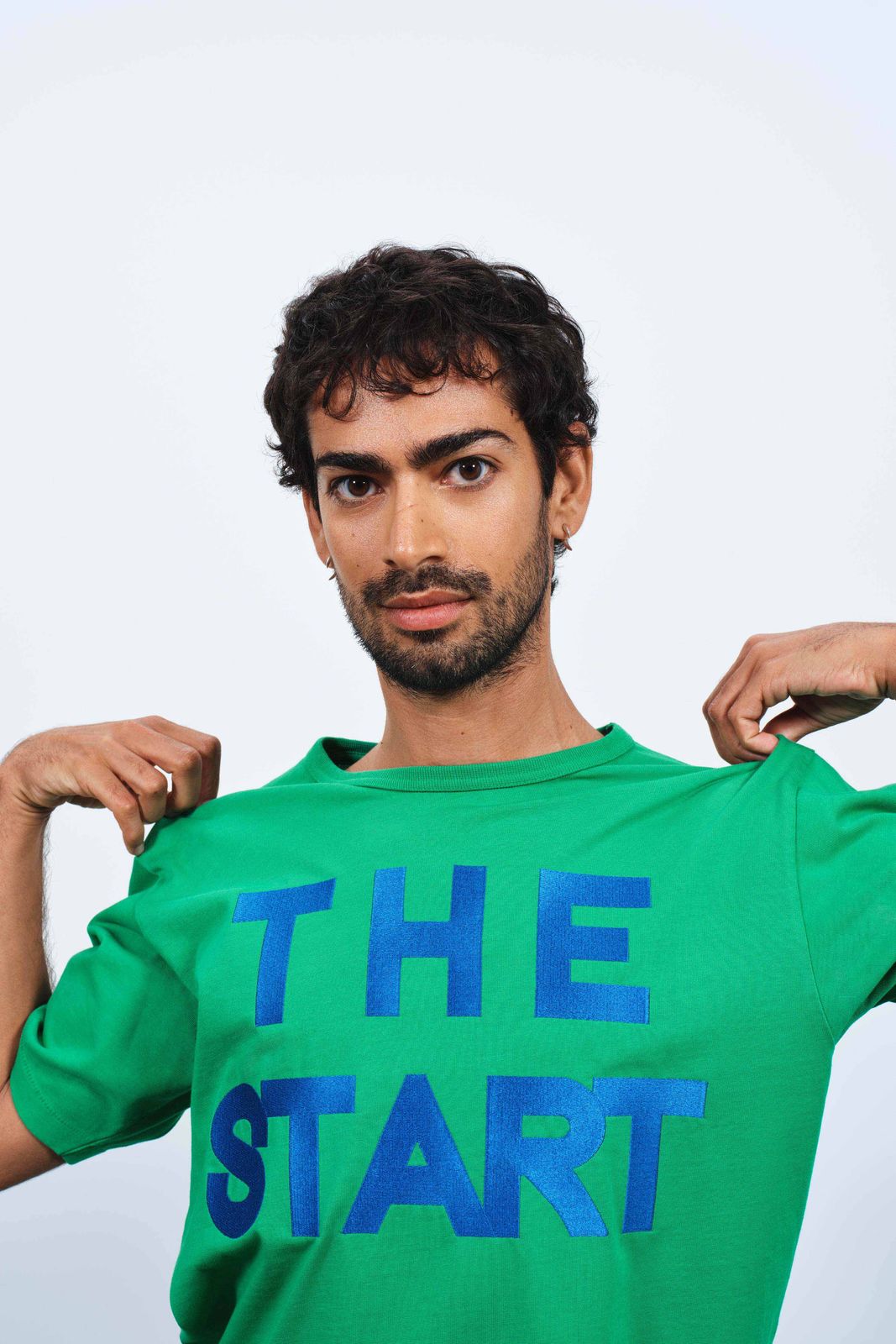 MENS 'THE START' T-SHIRT IN BRIGHT GREEN