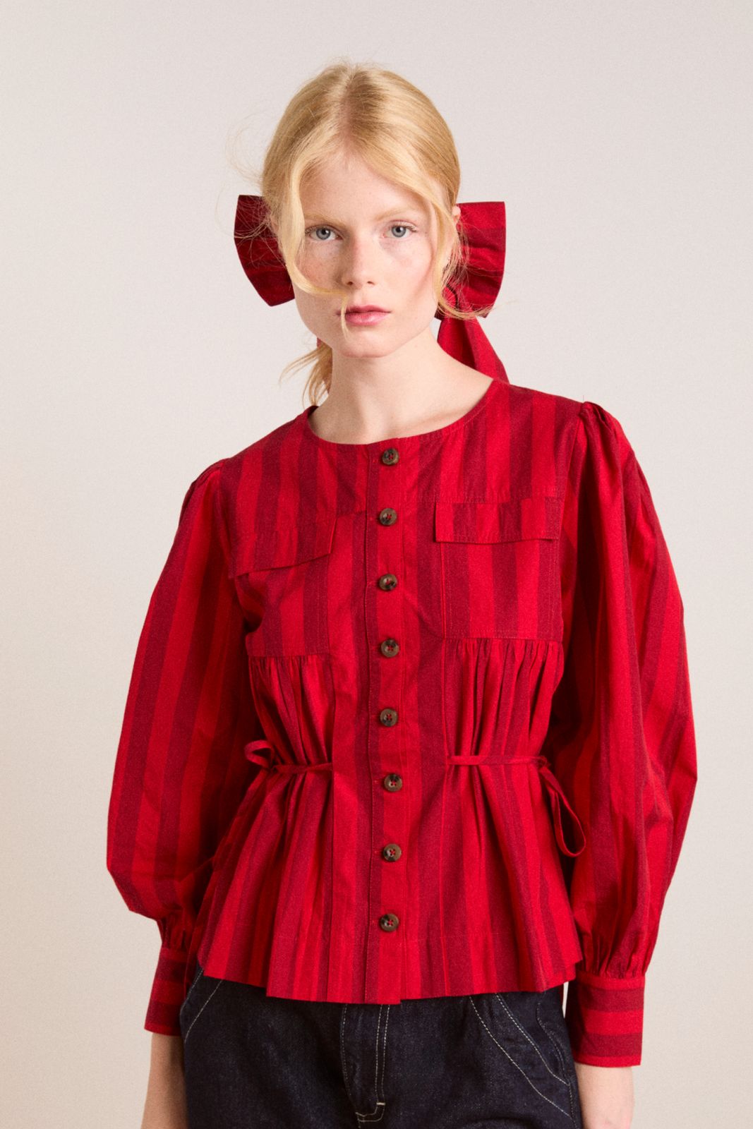 Charlize Blouse - Red Stripe