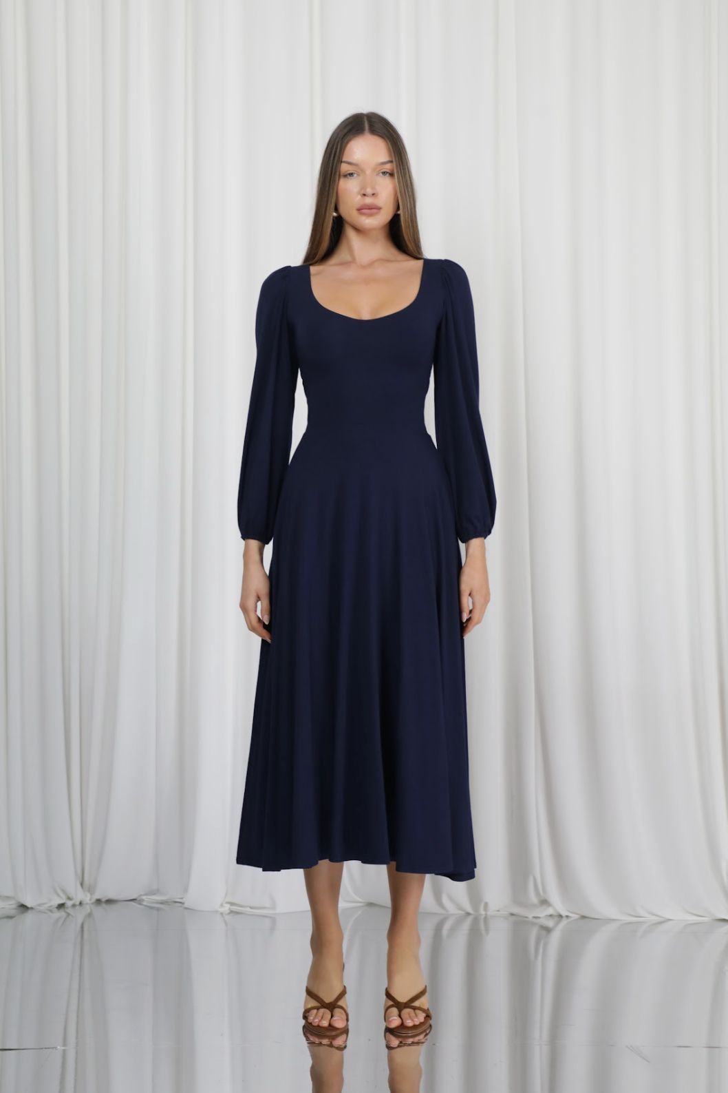 James Reversible Neckline Midaxi Dress