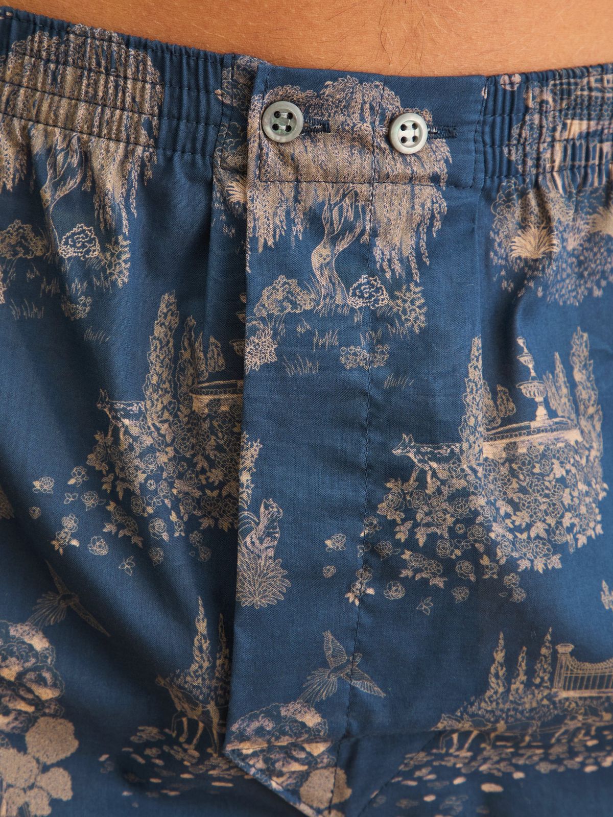 Ledbury Cotton Batiste Classic Fit Boxers Navy Blue London Toile