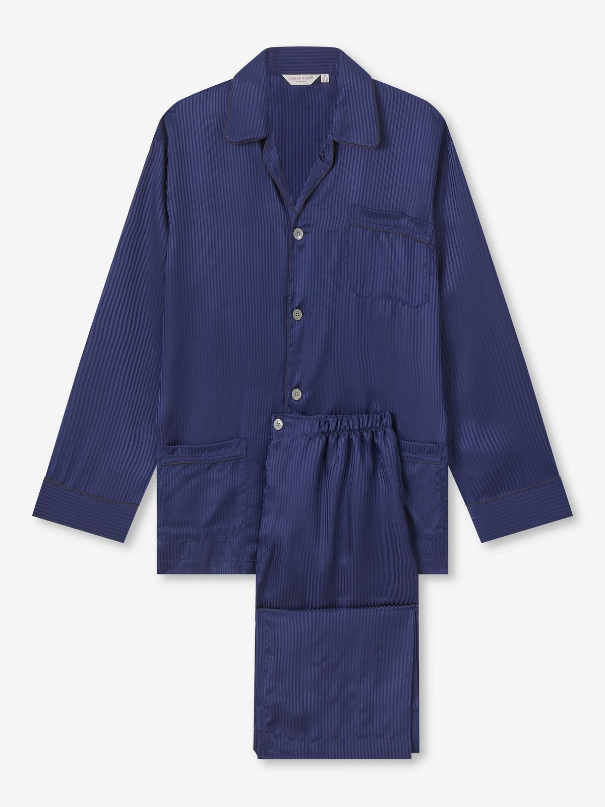 Woburn Silk Pyjamas Navy Blue Stripe