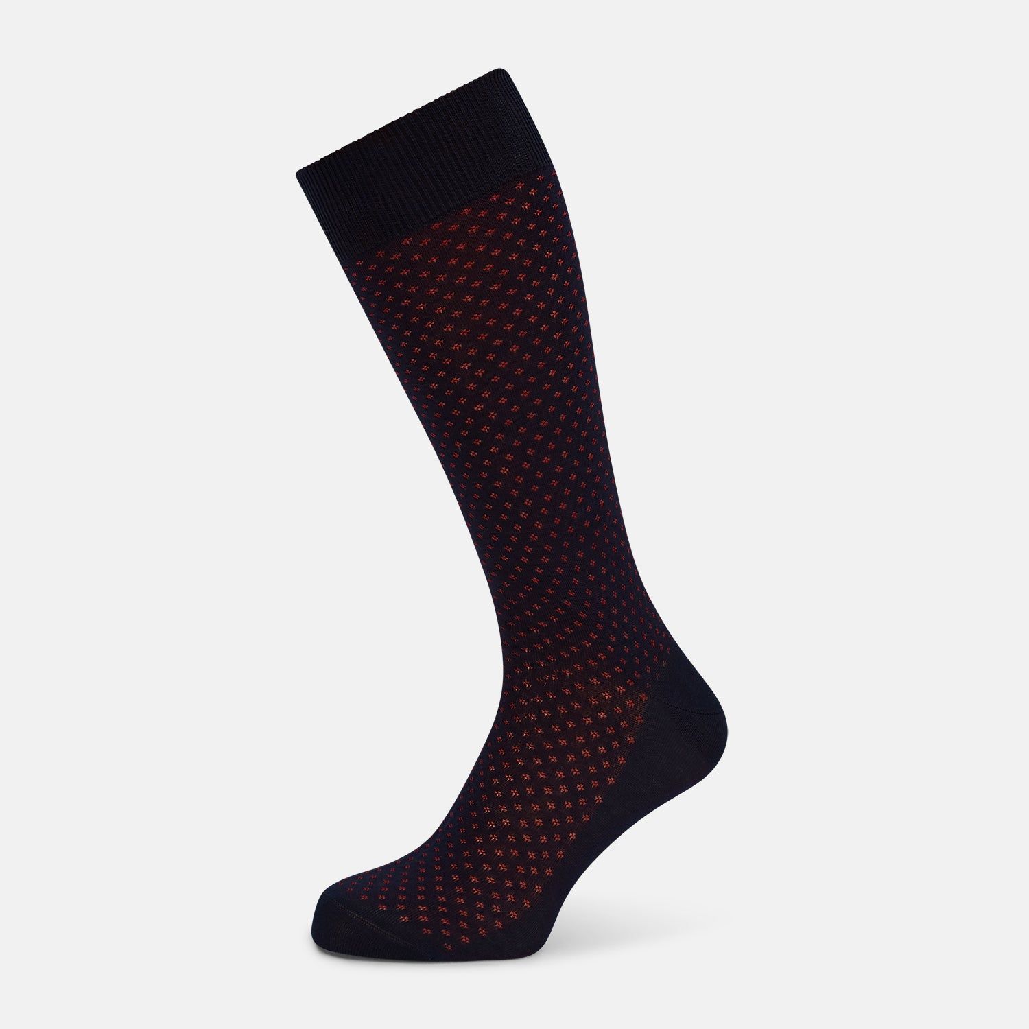Navy/Red Motif Mid-Length Socks