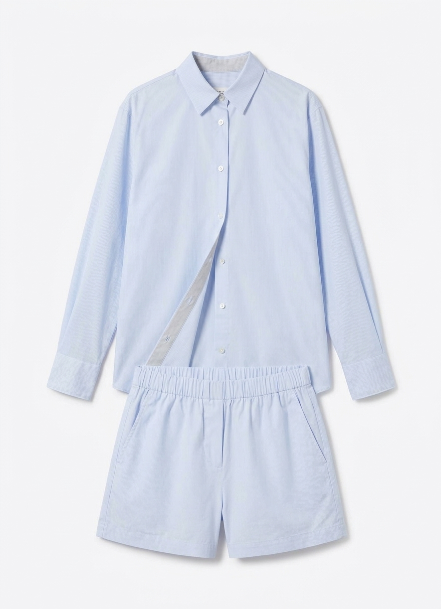 Women's Relaxed Poplin Boxer Short In Pastel Blue