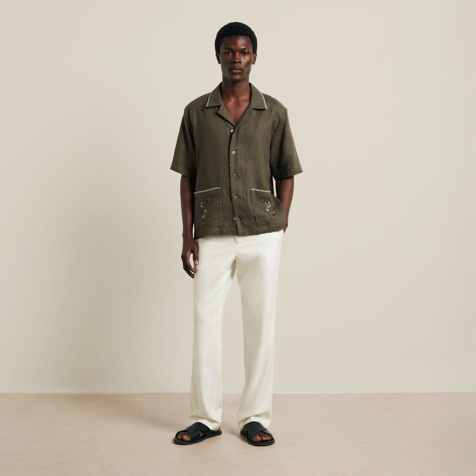 Trompette Embroidered Shirt - Deep Forest