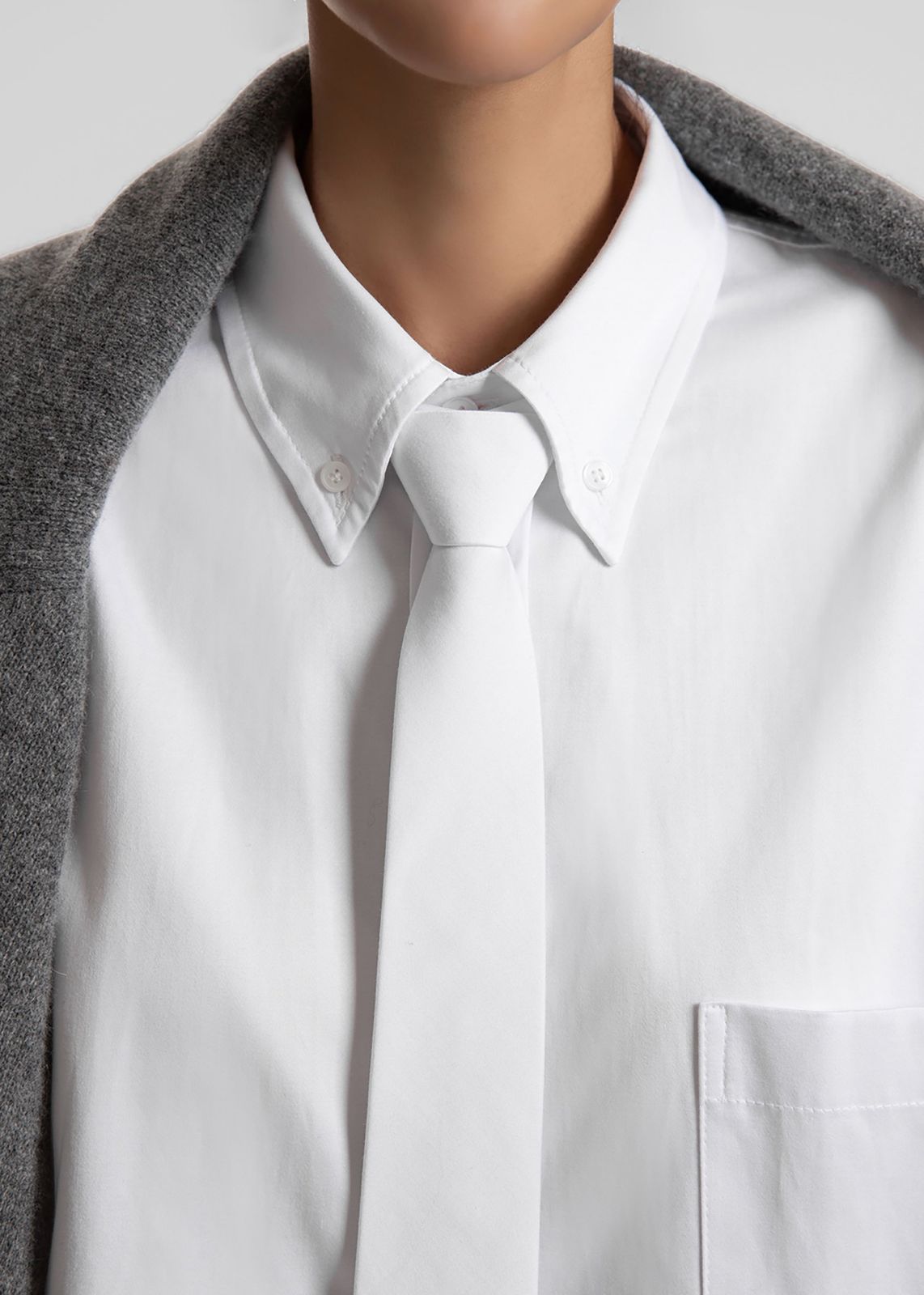 Havelock Oversized Neck-tie Shirt - White