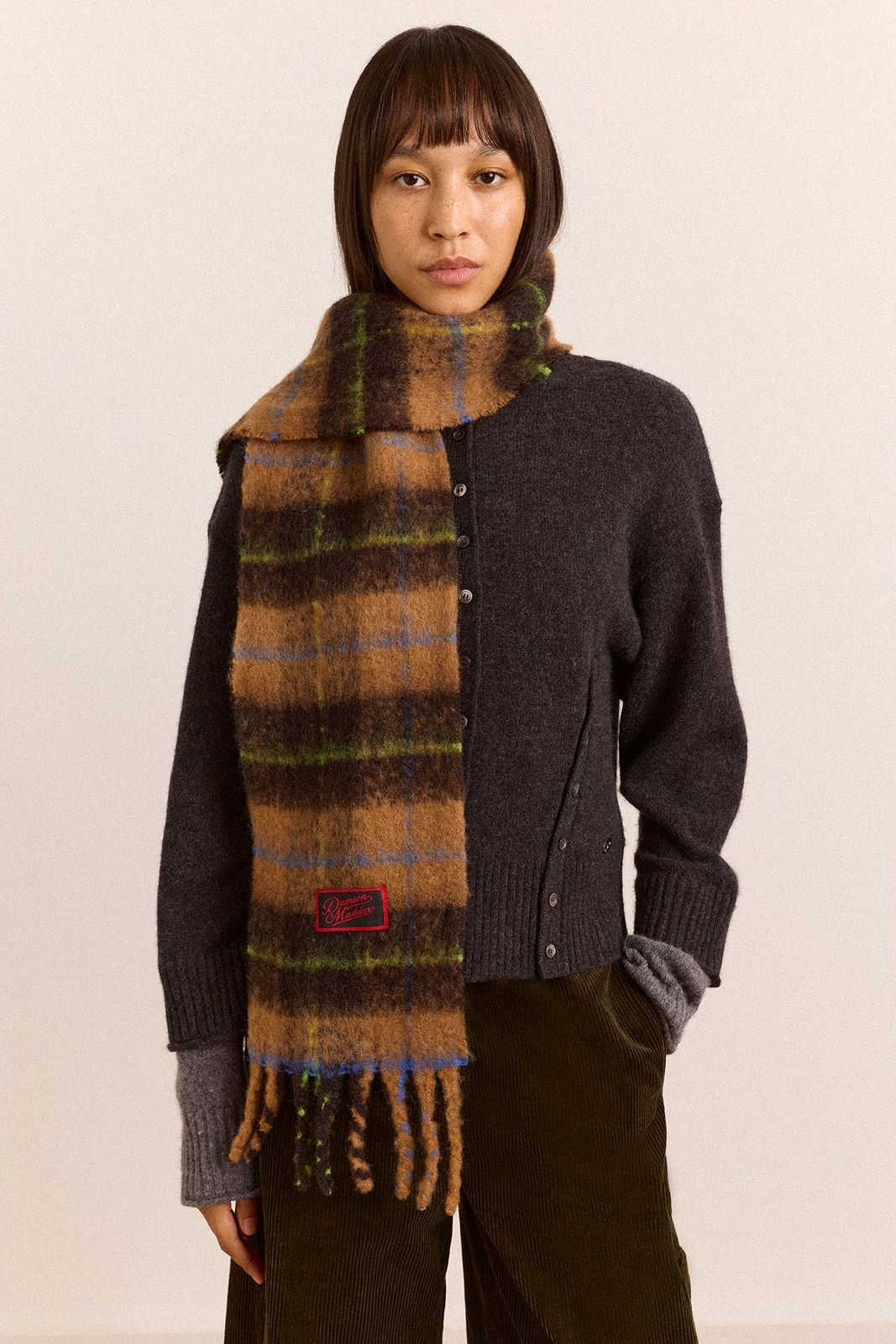 DM Fluffy Scarf - Tan Check