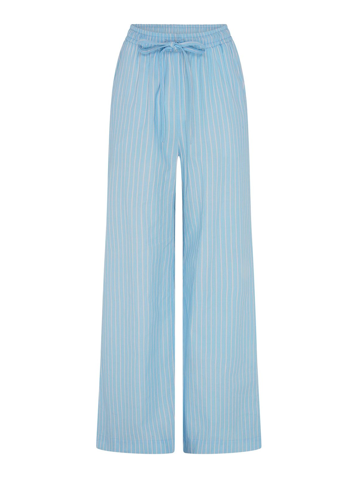 Ramela Elasticated Waist Trouser In Cream And Blue Stripe