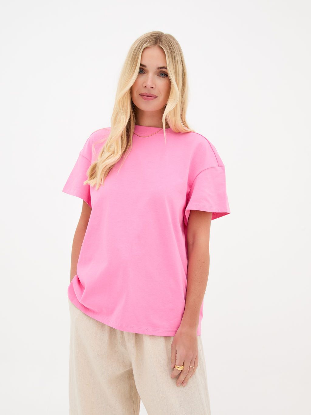 Ennis Pink Relaxed Cotton T-Shirt