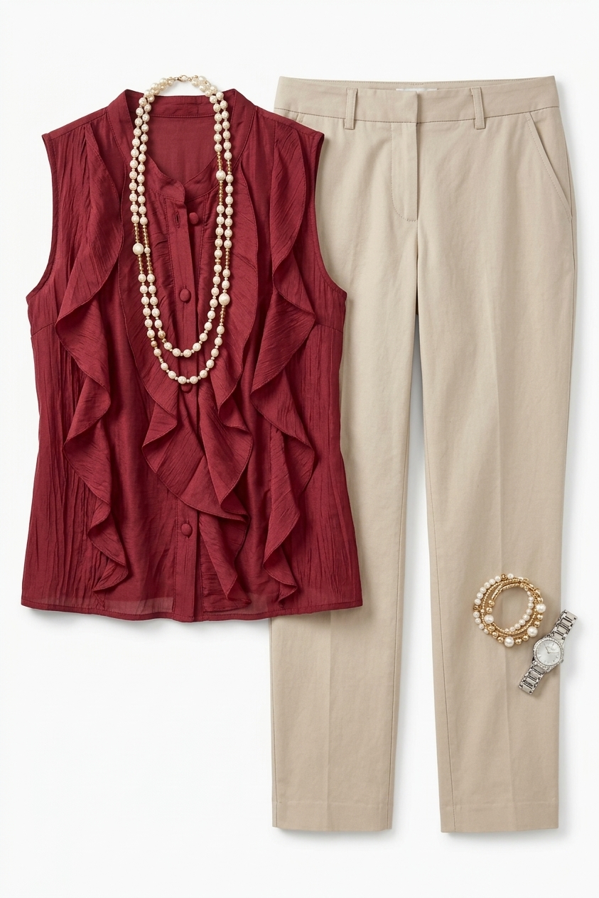 Frilly Front Sheer Blouse
