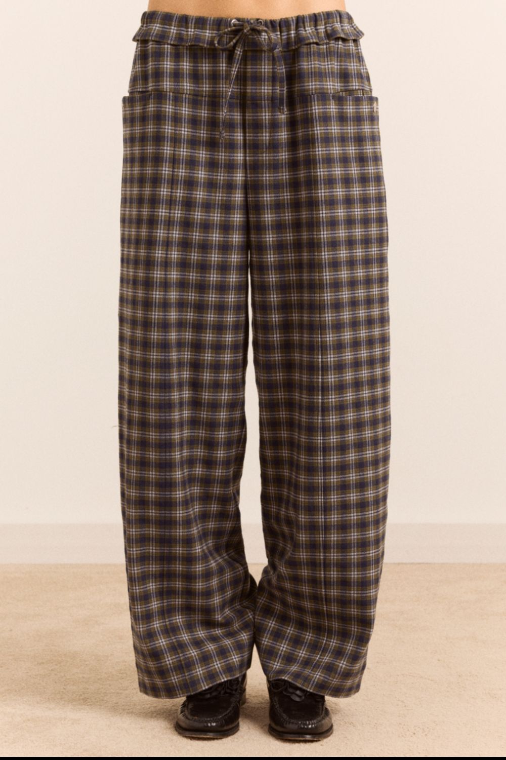 Tomasina Trouser - Navy/Green Check