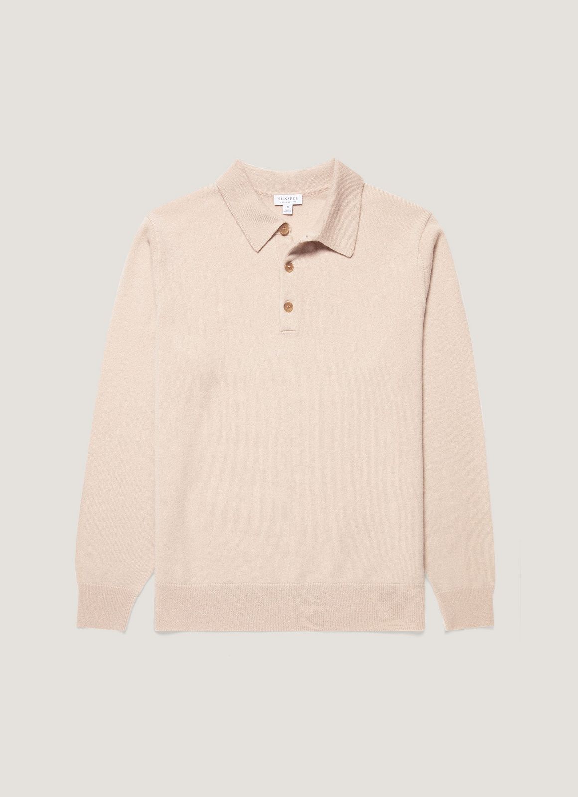 Men's Cashmere Knitted Polo Shirt in Swansdown