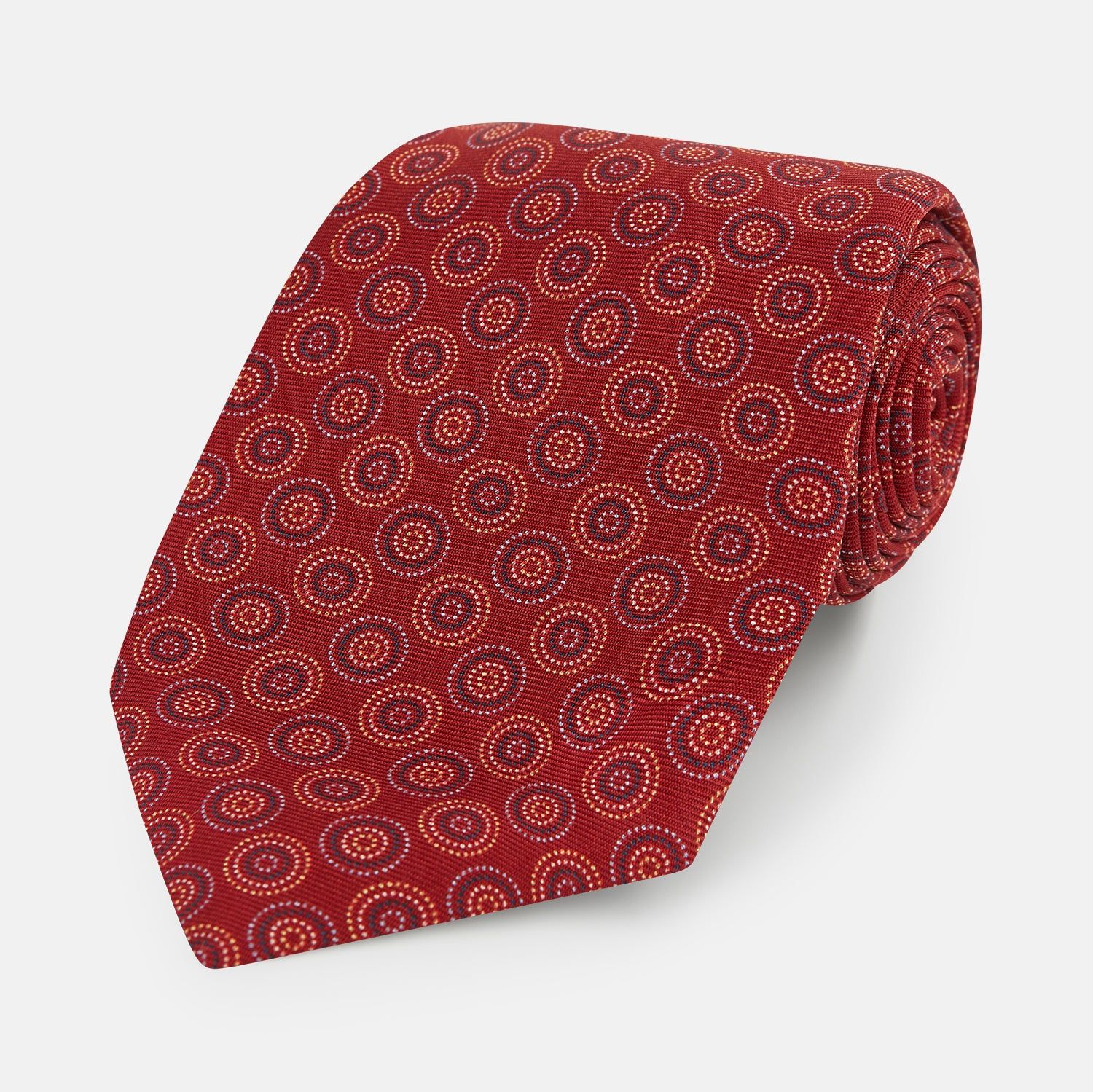 Red Dotted Roundel Printed Silk Tie