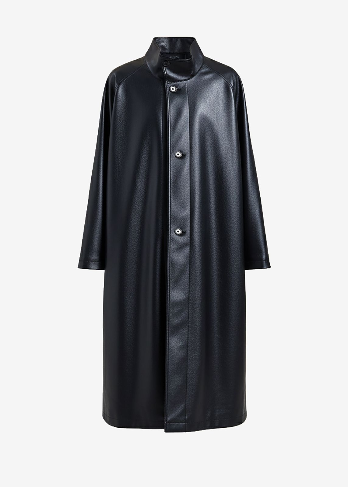 Calen Faux Leather Trench Coat - Black
