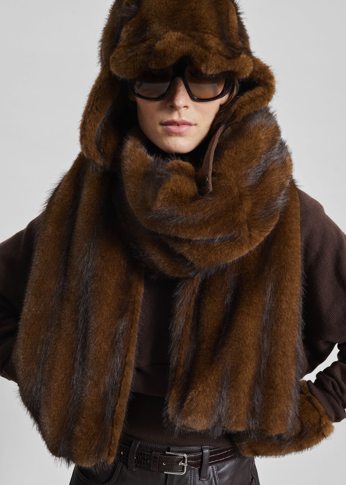 Ciasa Faux Fur Scarf - Brown
