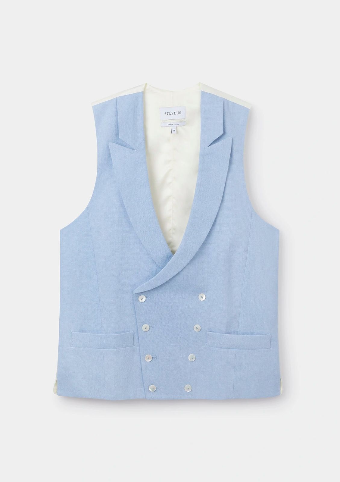 Ash Blue Peak Lapel Double-Breasted Waistcoat