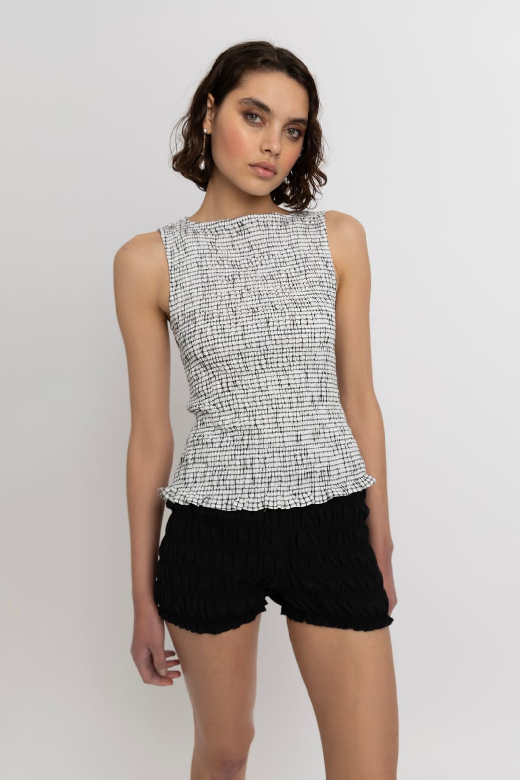 Sonya Pure Cotton Mono Check Top