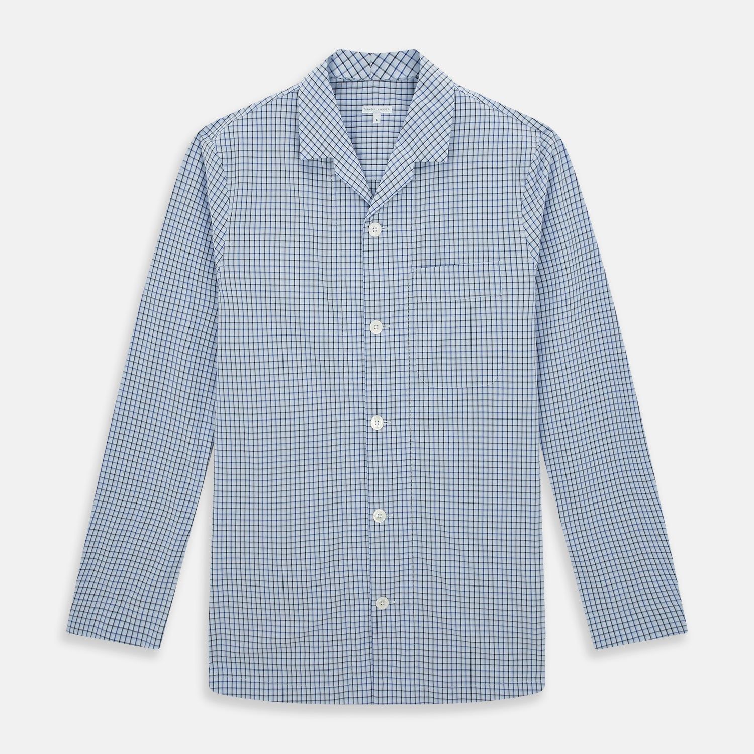 Blue Shadow Check Pyjama Shirt