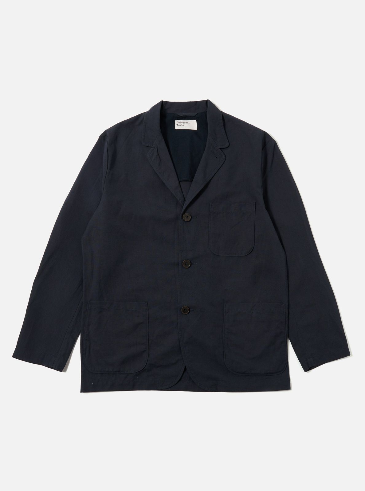 Navy Linen Slub Weave Three Button Jacket