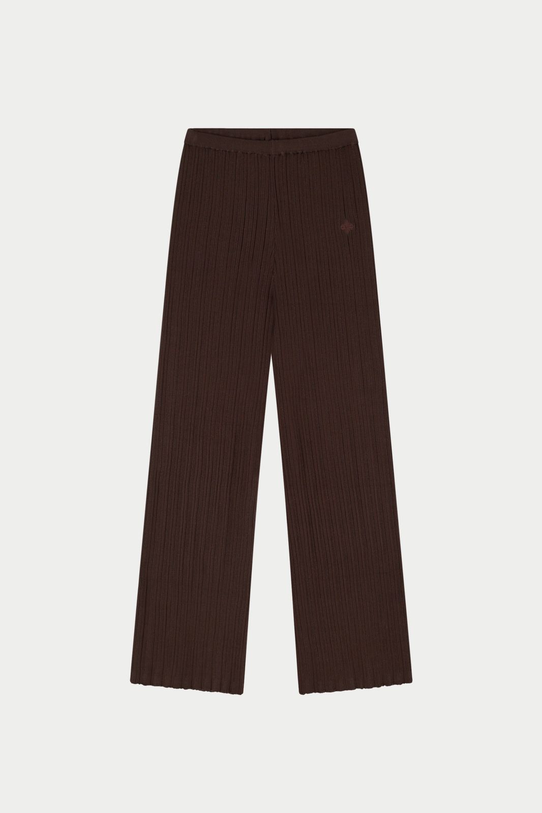 RIBBED KNITTED TROUSERS - CHOCOLATE