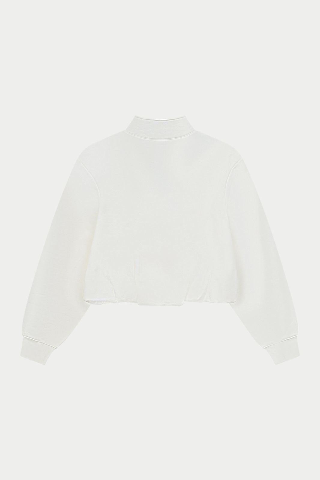 FUNNEL NECK BALLOON HEM ZIP THROUGH - OFF WHITE