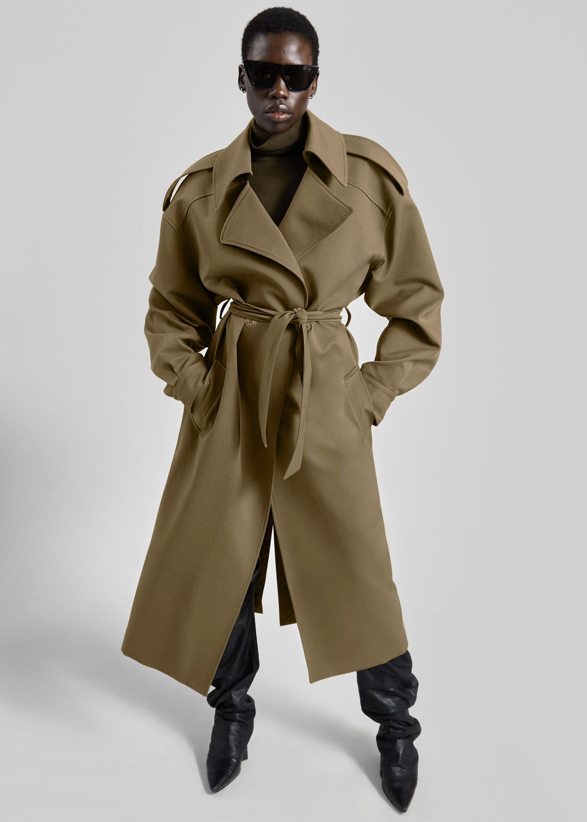 Esben Cotton Trench Coat - Olive
