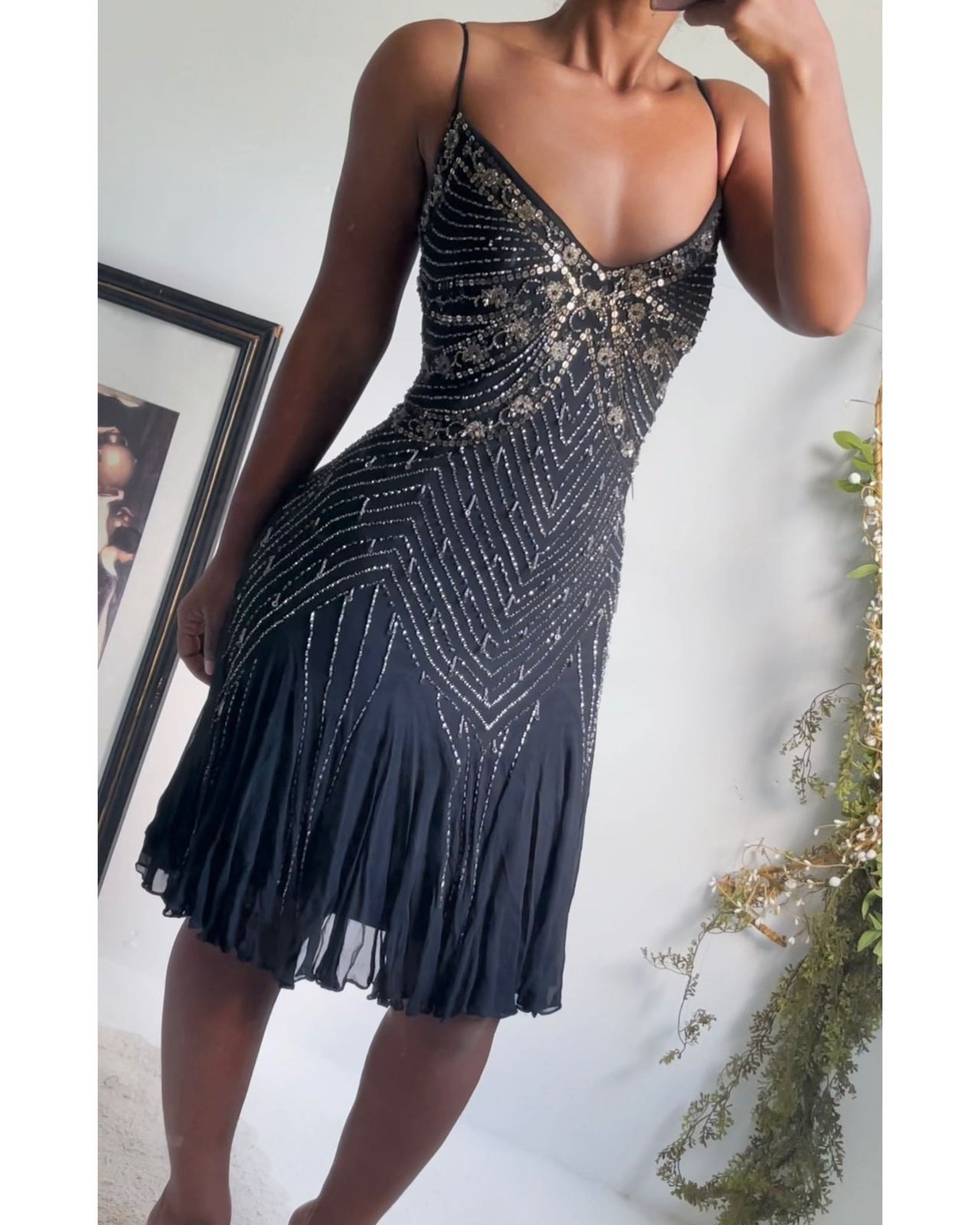 Rare Y2K Silk Fully Beaded Dress
