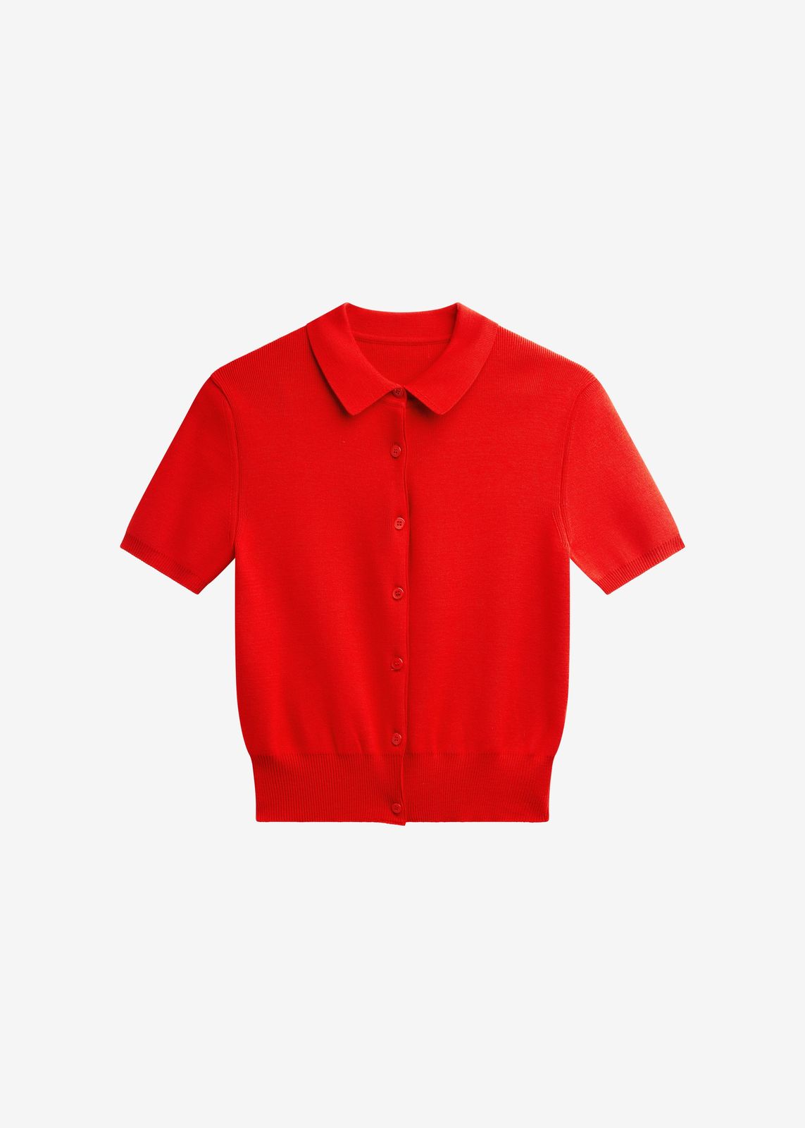 Amelot Knit Short Sleeve Cardigan - Red