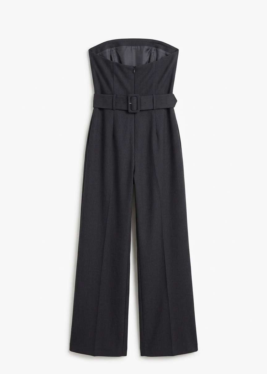 St. Agni Wool Pinstripe Deconstructed Jumpsuit - Fine Pinstripe
