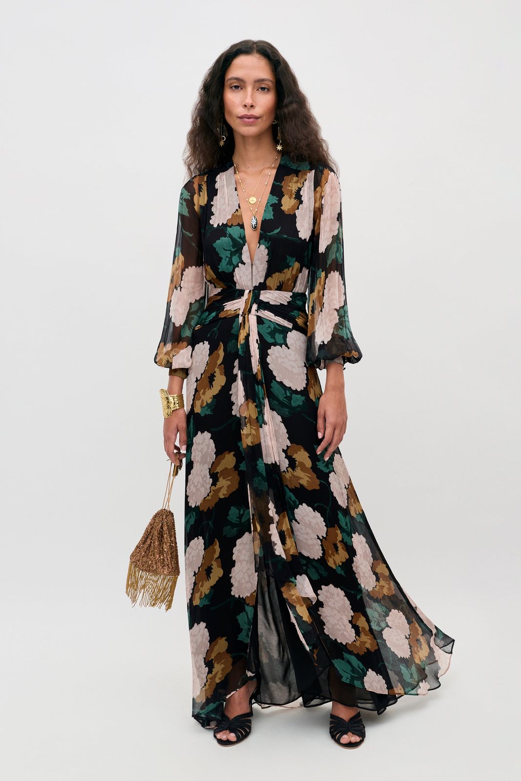 Meera -  Hydrangea Floral Charcoal