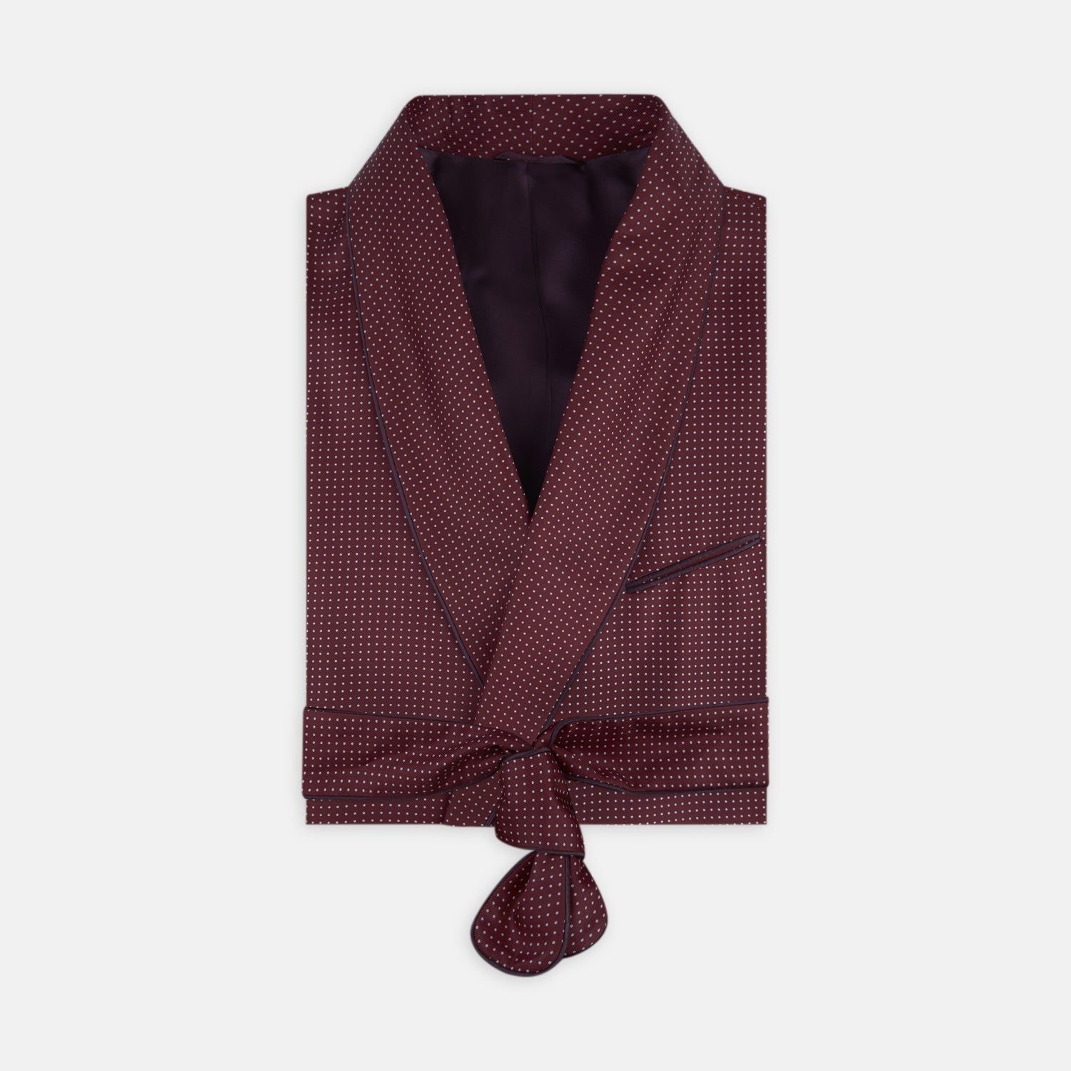 Burgundy Piped Silk Spot Gown