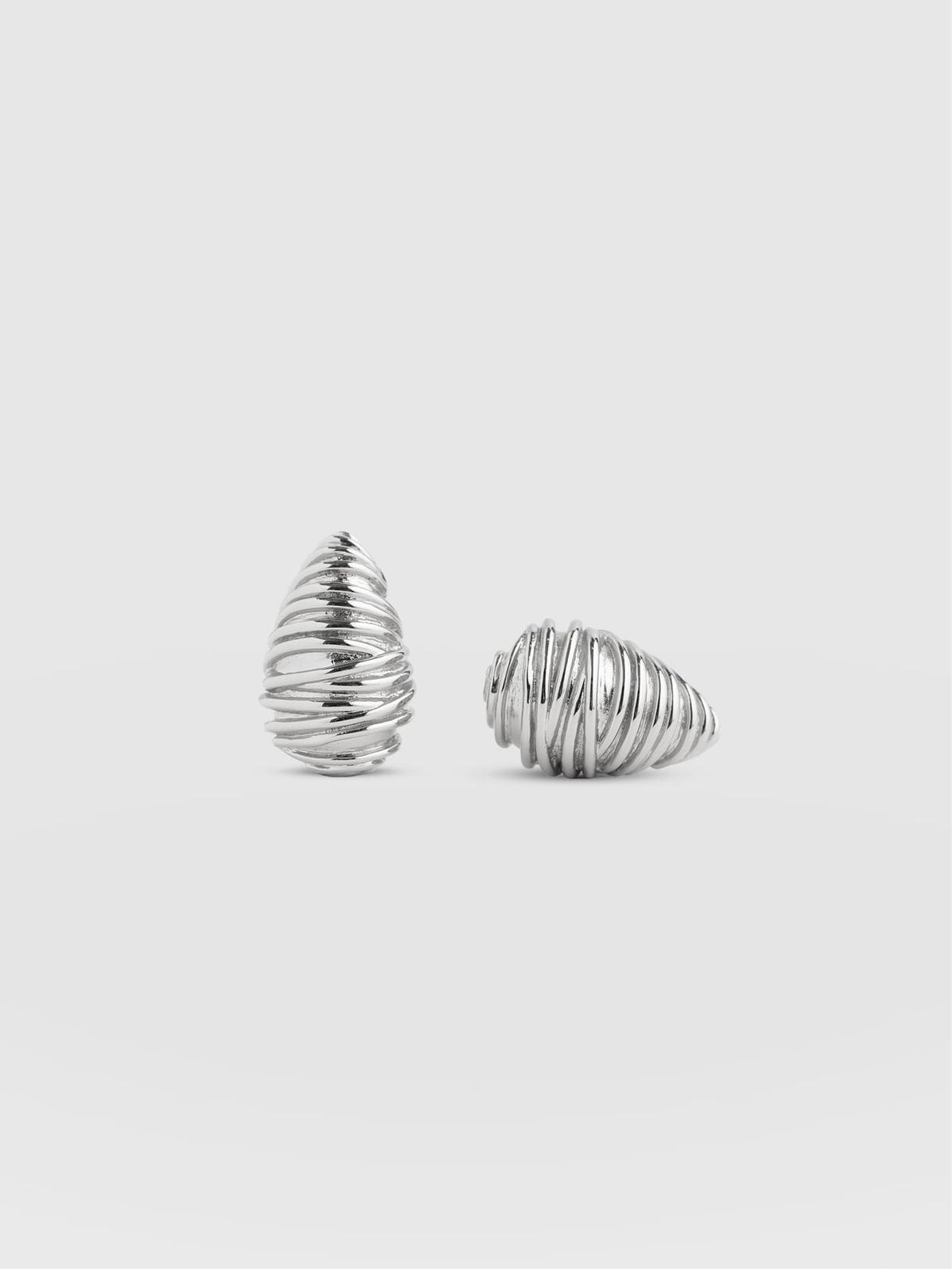 Teardrop Swirl Earrings - Silver