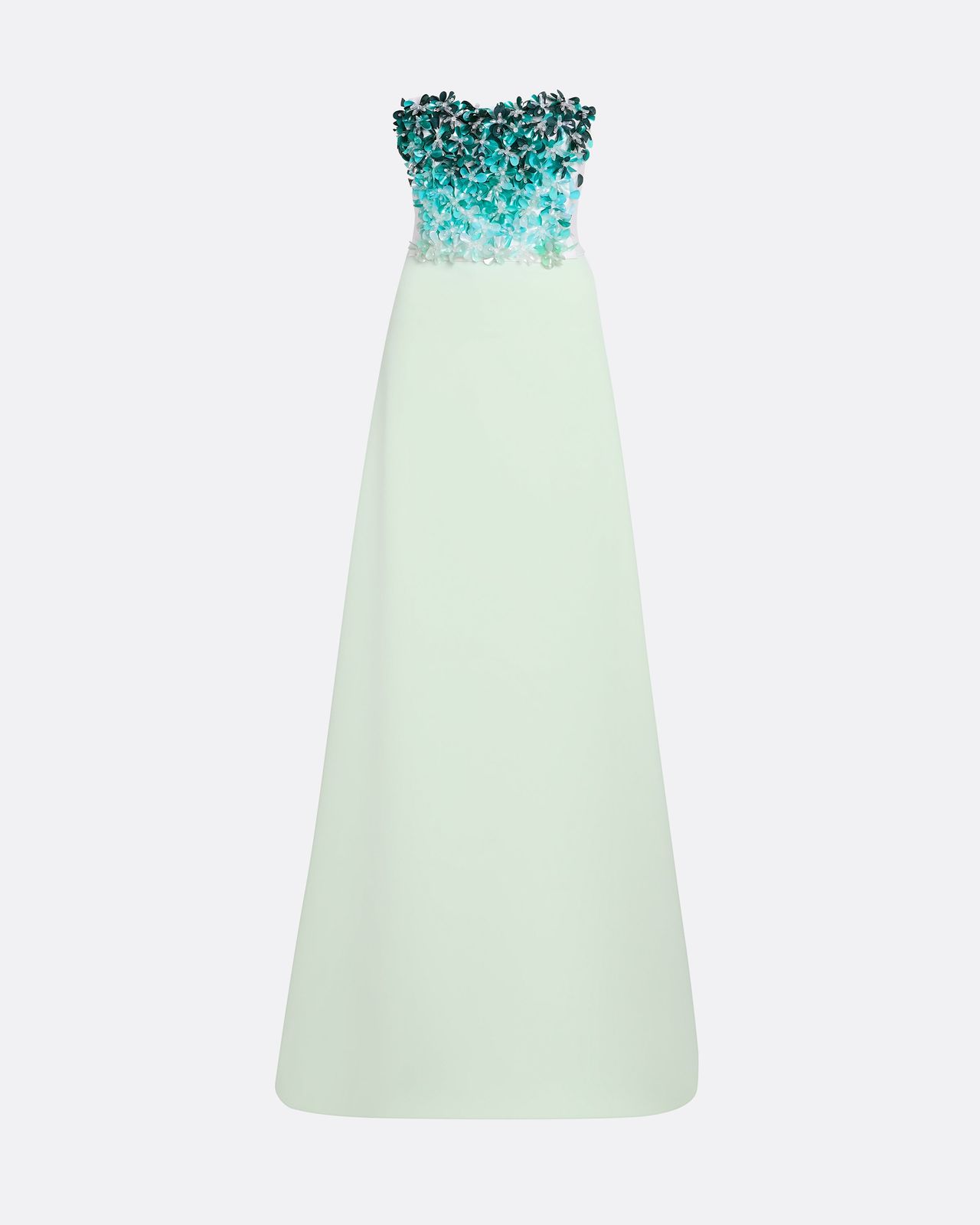 Siena Long Dress In Sea Glass With Blue Embroidery