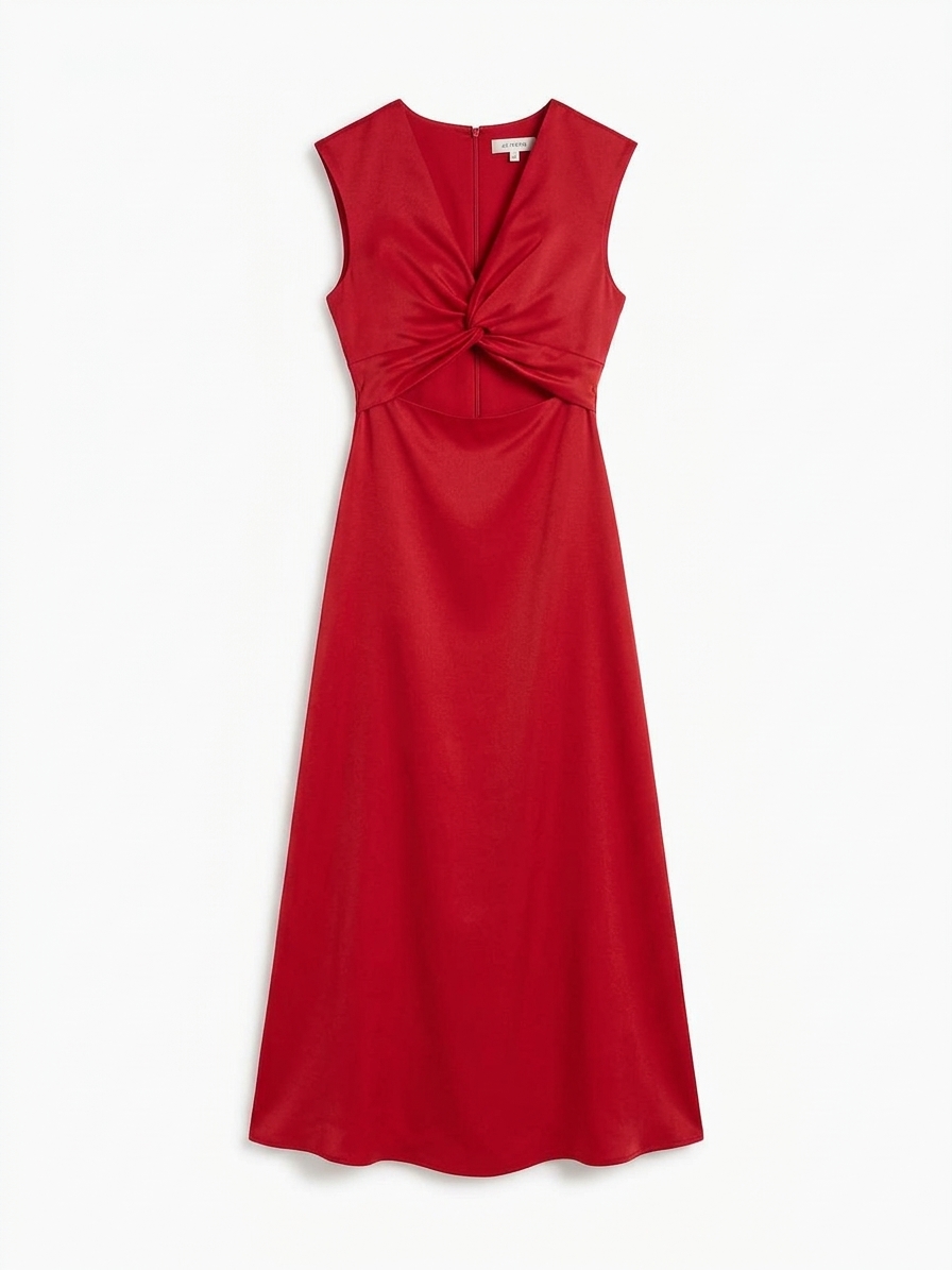 Marin Twist Satin Dress In Barbados Cherryâ 