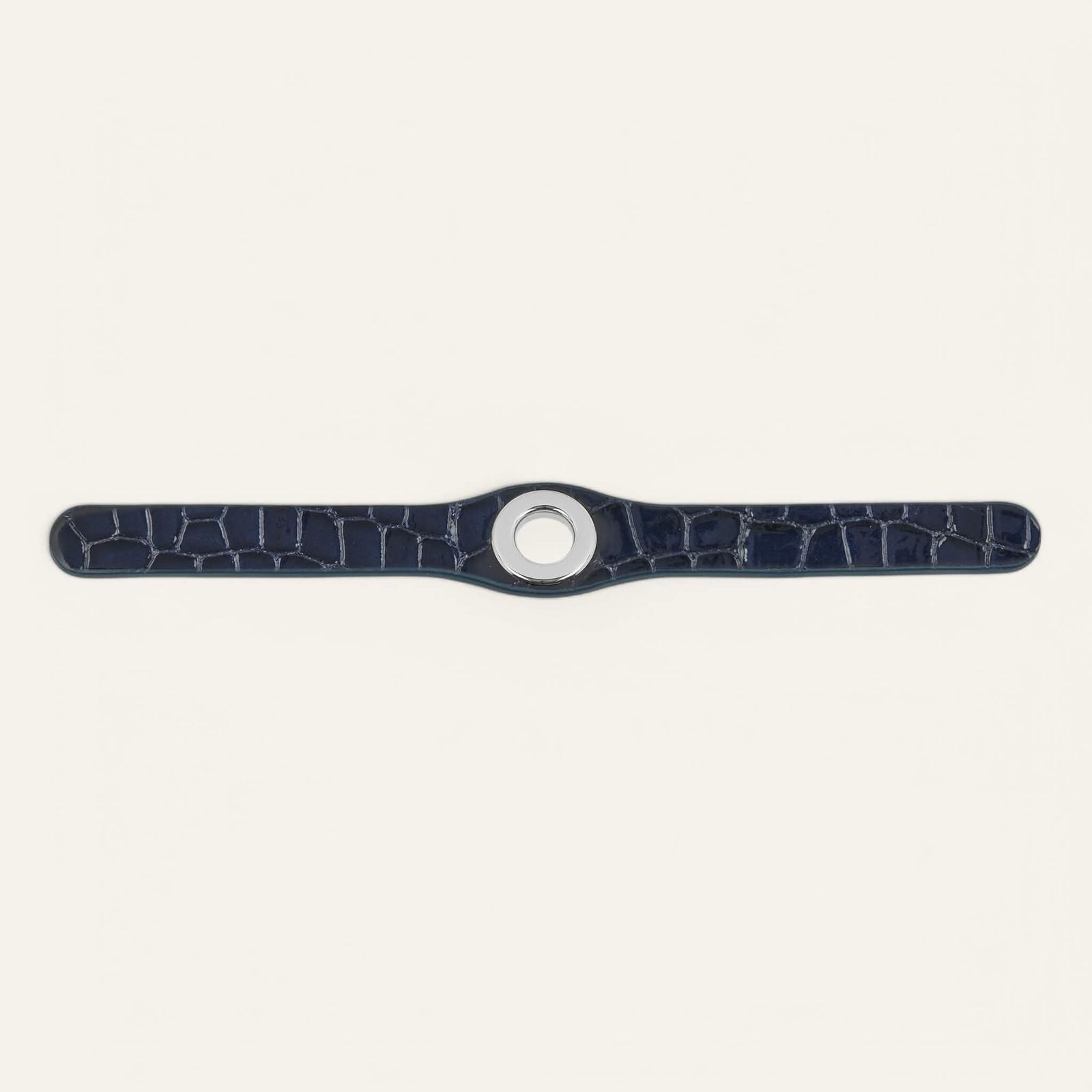 Deco Classic | Navy Patent Croc with Silver hardware