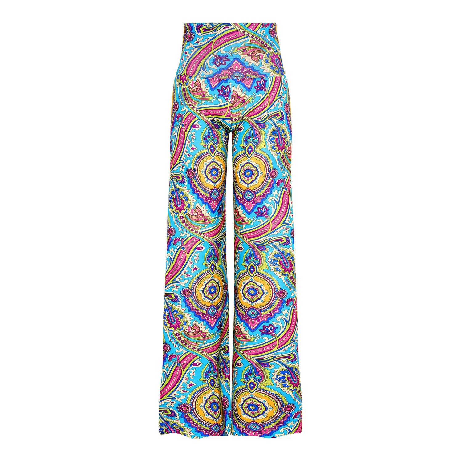 Riviera Paisley Wide Stretch Flare Trousers