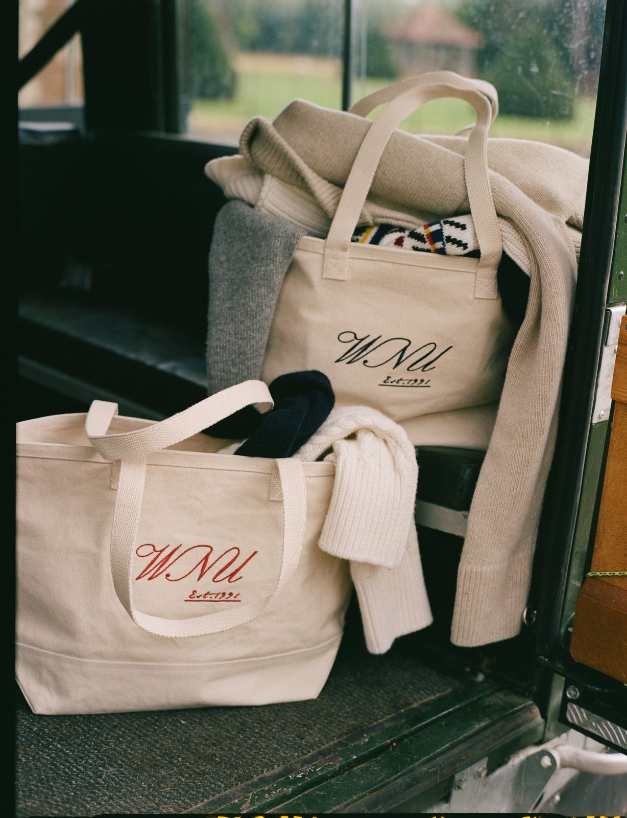 The Boat Bag: Cotton, Red Embroidery