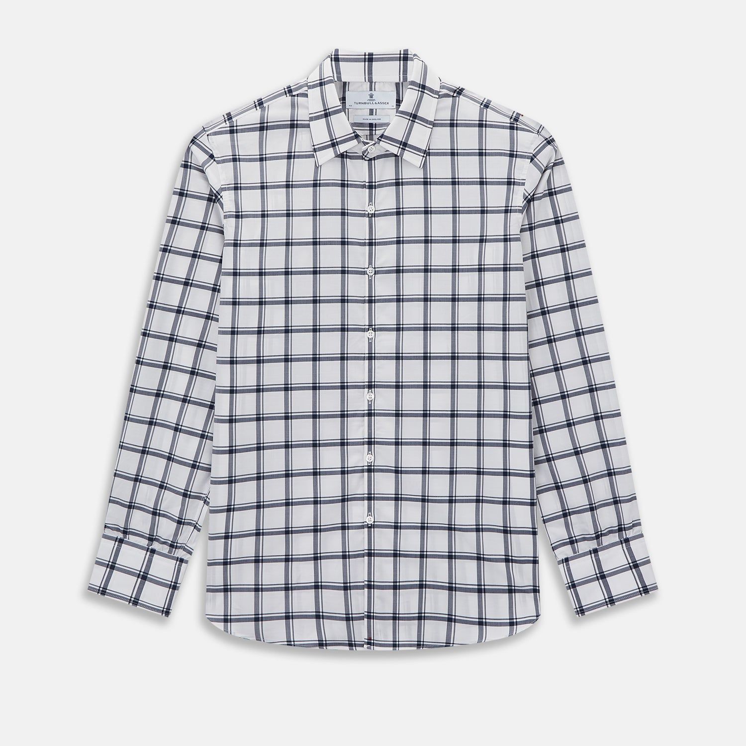 Westminster Bold Chequered Navy on White Regular Fit Shirt in Cotton