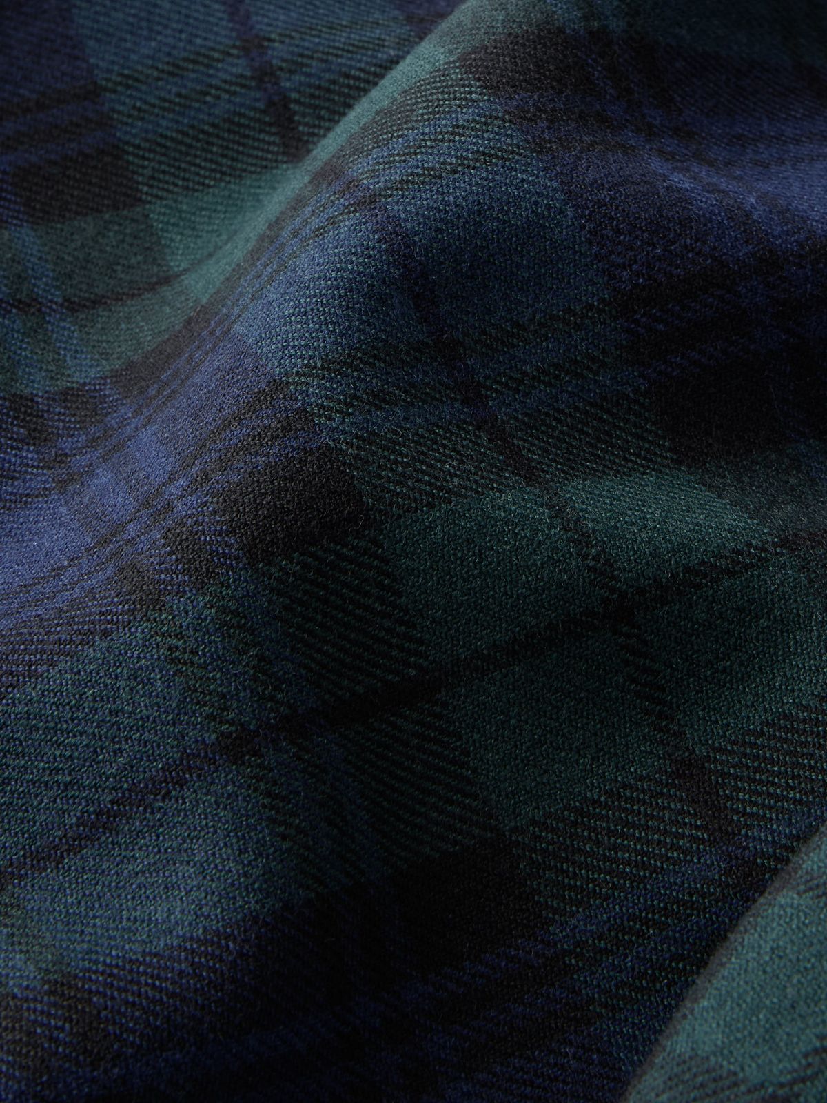 Tartan Merino Wool Dressing Gown Navy Blue Black Watch