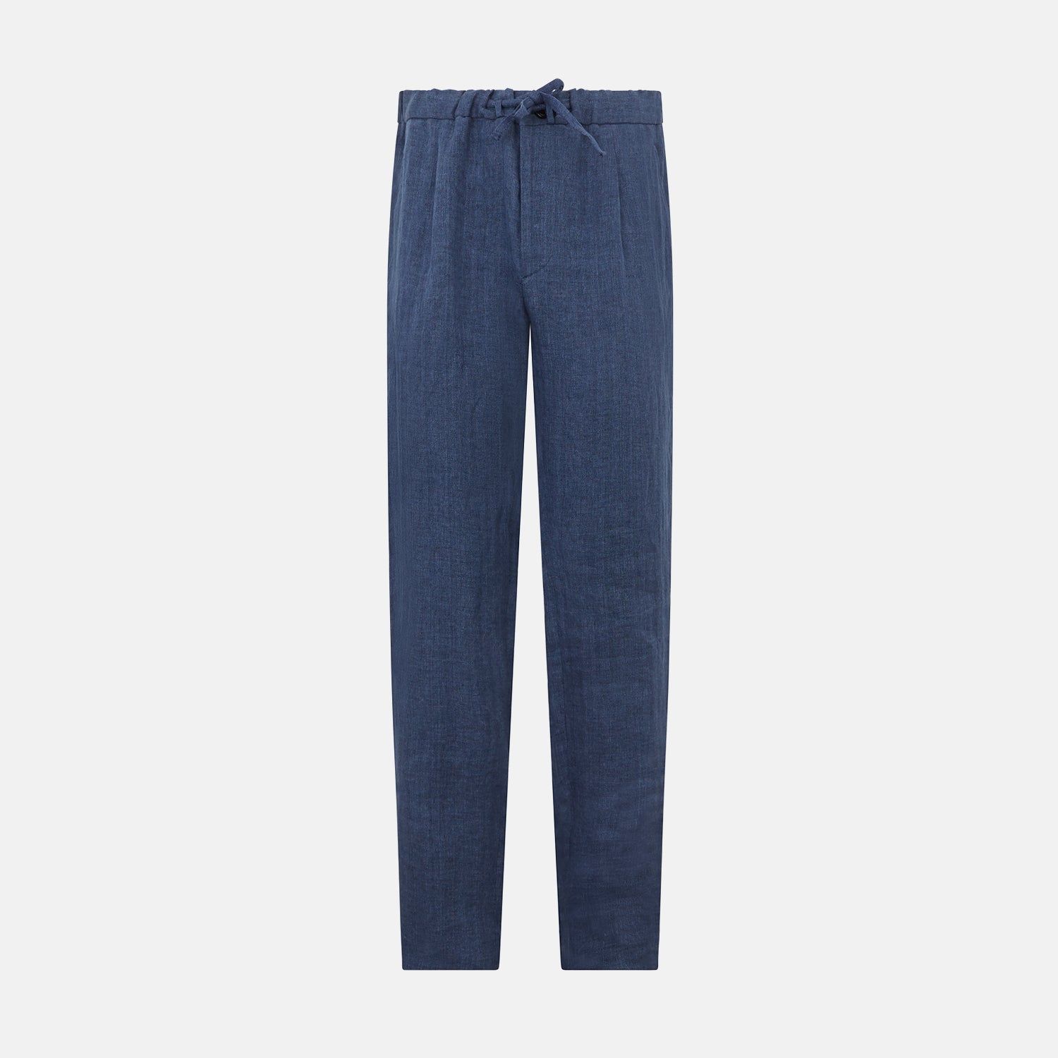 Denim Blue Linen Herringbone Miles Trousers