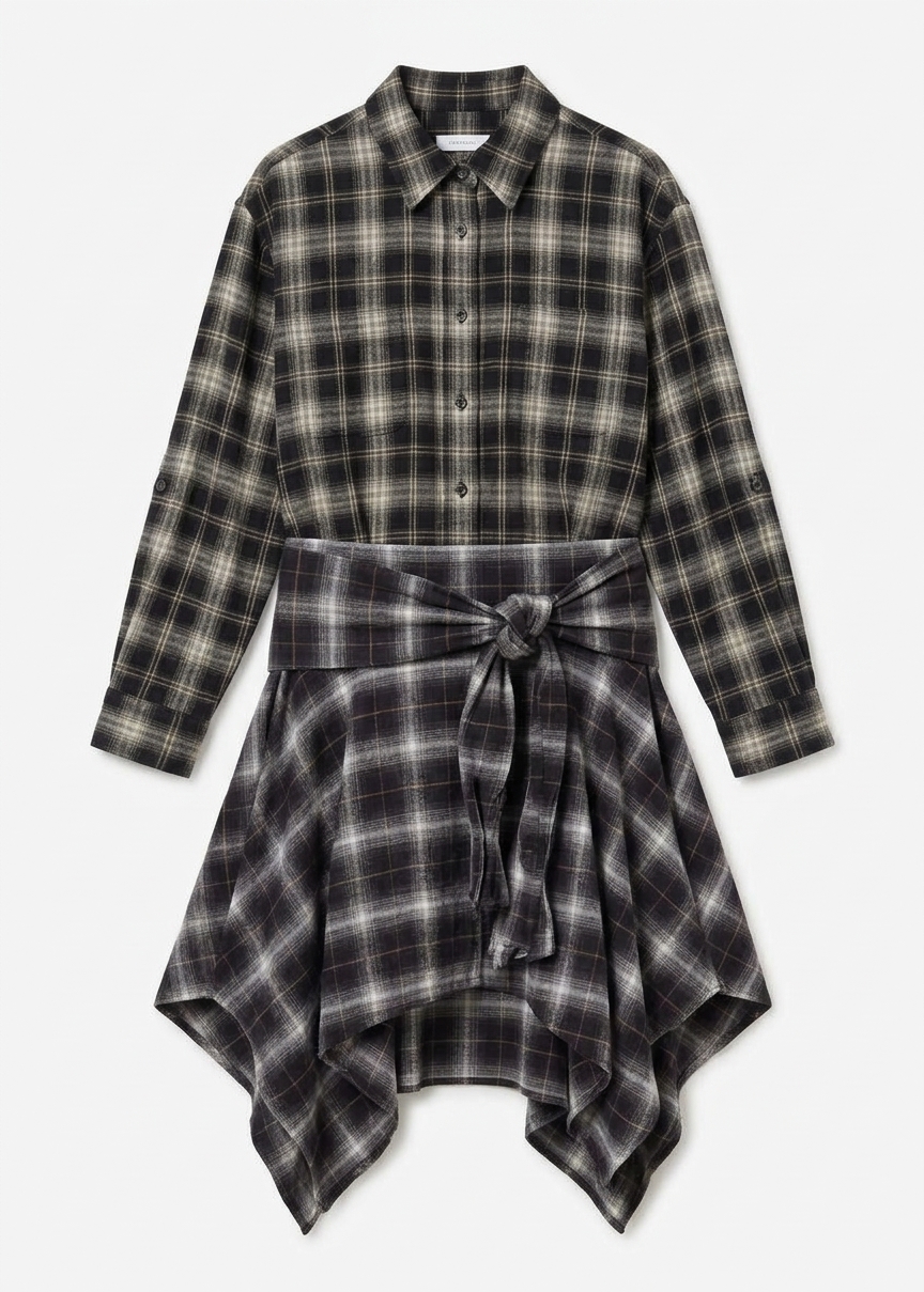 Alix Tie Skirt - Black Plaid